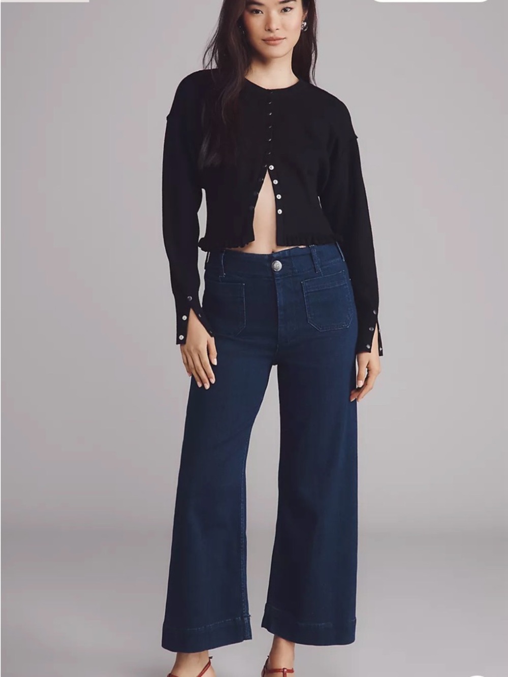 Anthropologie Mauve The Colette Cropped Wide Leg Jean Size 16 High Waisted M14